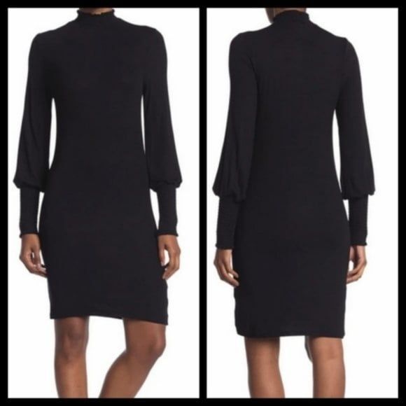 One One Six Black Long Sleeve Rayon Dress Large NWT - Picture 1 of 4